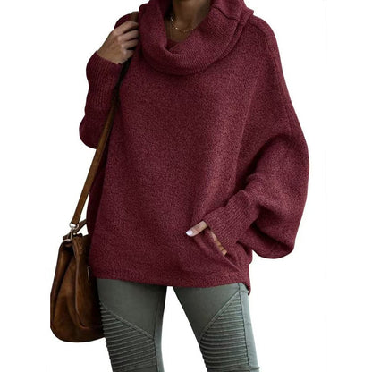 Women's Batwing Cowl Neck Sweater With Pocket（50% OFF）