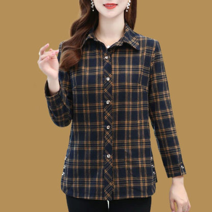 🍂Fall Specials🍂Soft Plaid Button-Down Lapel Top with Pockets