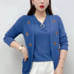 Women's Elegant Embroidered Flowers V-Neck Top（50% OFF）
