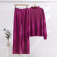 Casual Knitted 2-Piece Set with Rhinestone Decor