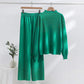 Casual Knitted 2-Piece Set with Rhinestone Decor