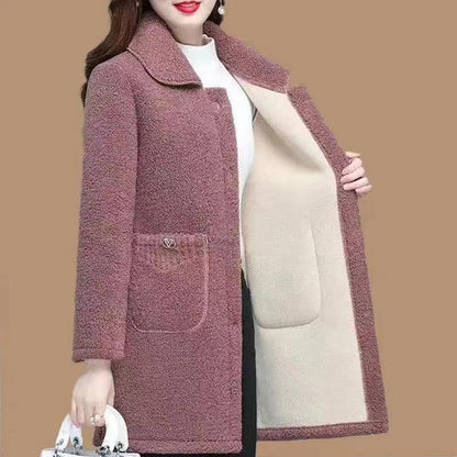 Faux Cashmere Thickened Mid-length Coat for Women