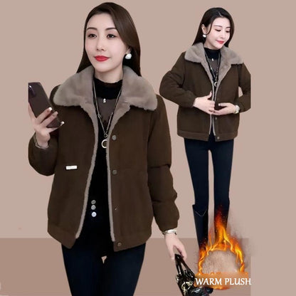 Women’s Versatile Thickened Plush-lined Warm Parka Jacket（Free Shipping）