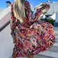 Women's Printed Long Sleeve V-Neck Split Dress（50% OFF）