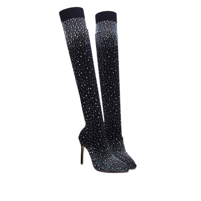 Women’s Sparkly Faux Diamonds Over-the-Knee Boots（50% OFF）
