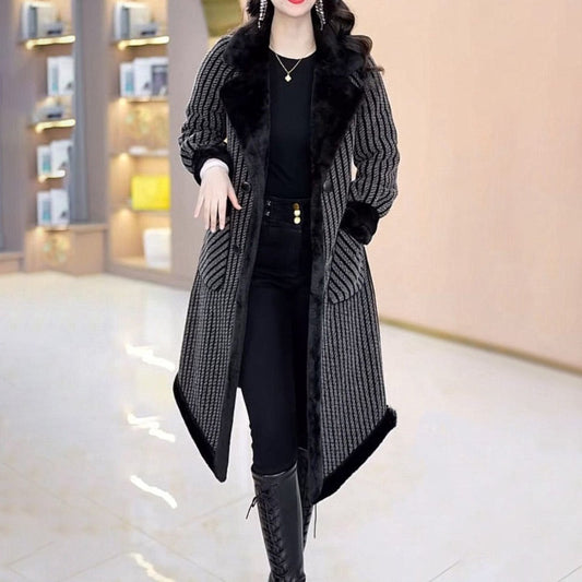 ❄️Hot Sale❄️ Women's Double Breasted Overcoat with Plush Lining