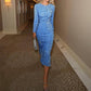Women's Sparkly Round-Neck Bodycon Long Dress（50% OFF）