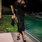 Women's Sparkly Round-Neck Bodycon Long Dress（50% OFF）