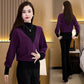 Women's Half-High Neck Patchwork Long Sleeve Top（50% OFF）