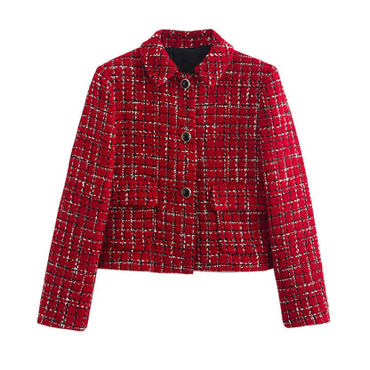 Warm Plaid Blazer and High-Waisted Skort 2 PCS Set（50% OFF）