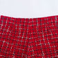 Warm Plaid Blazer and High-Waisted Skort 2 PCS Set（50% OFF）