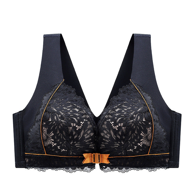 Women's Front-Clasp Lace Bra with Lift and Anti-Sagging Design