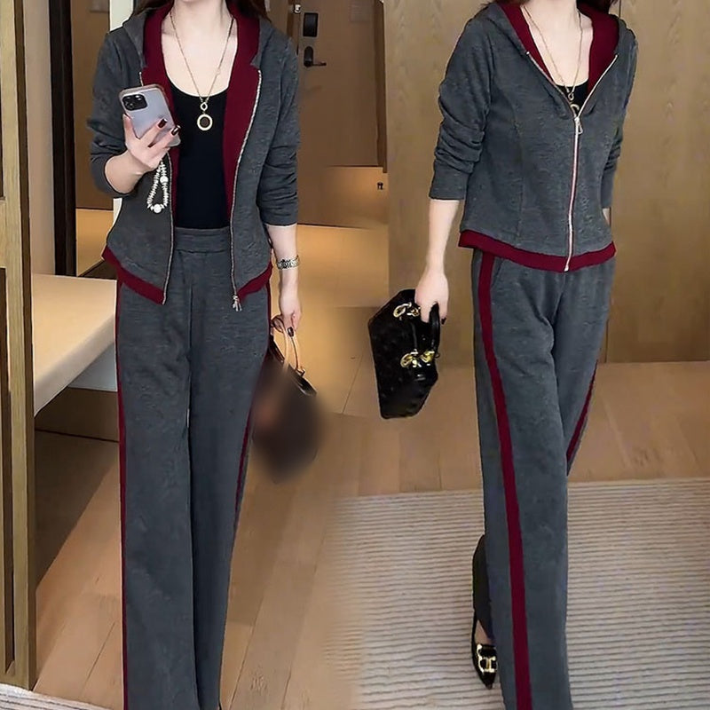 Women's Trendy Warm Hooded Jacket & Pants Two-Piece Set