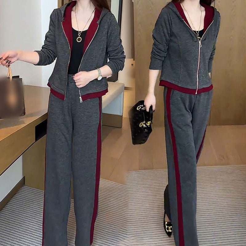 Women's Trendy Warm Hooded Jacket & Pants Two-Piece Set