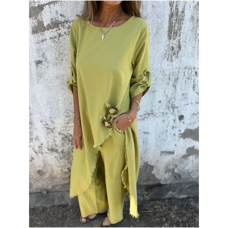 🌸Spring Specials🌸 Women's Irregular Dress and Loose Fit Pants (2-Piece Set)