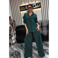 Chic Lace Patchwork Shirt & Wide-Leg Pants 2-PCS Set