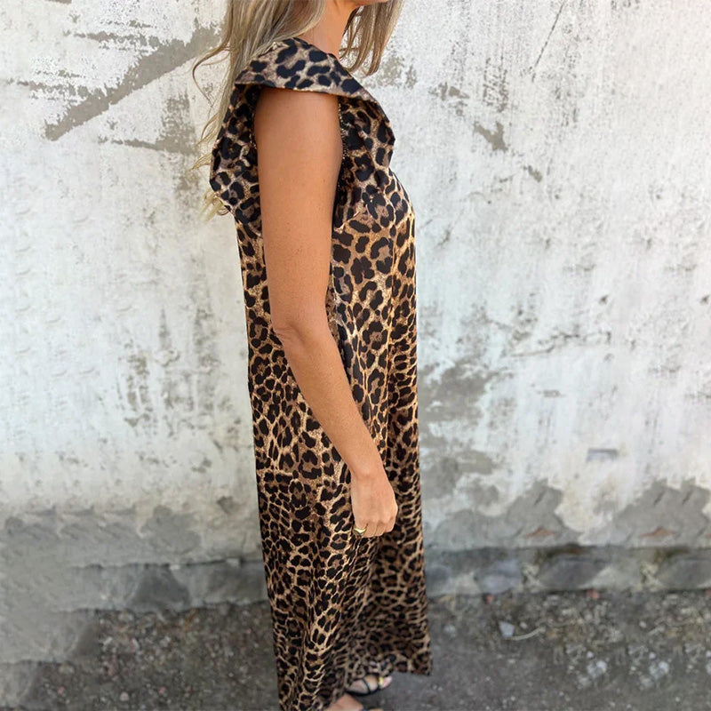 🌸Spring Specials💐 Women's V-Neck Leopard Print & Solid Jumpsuit