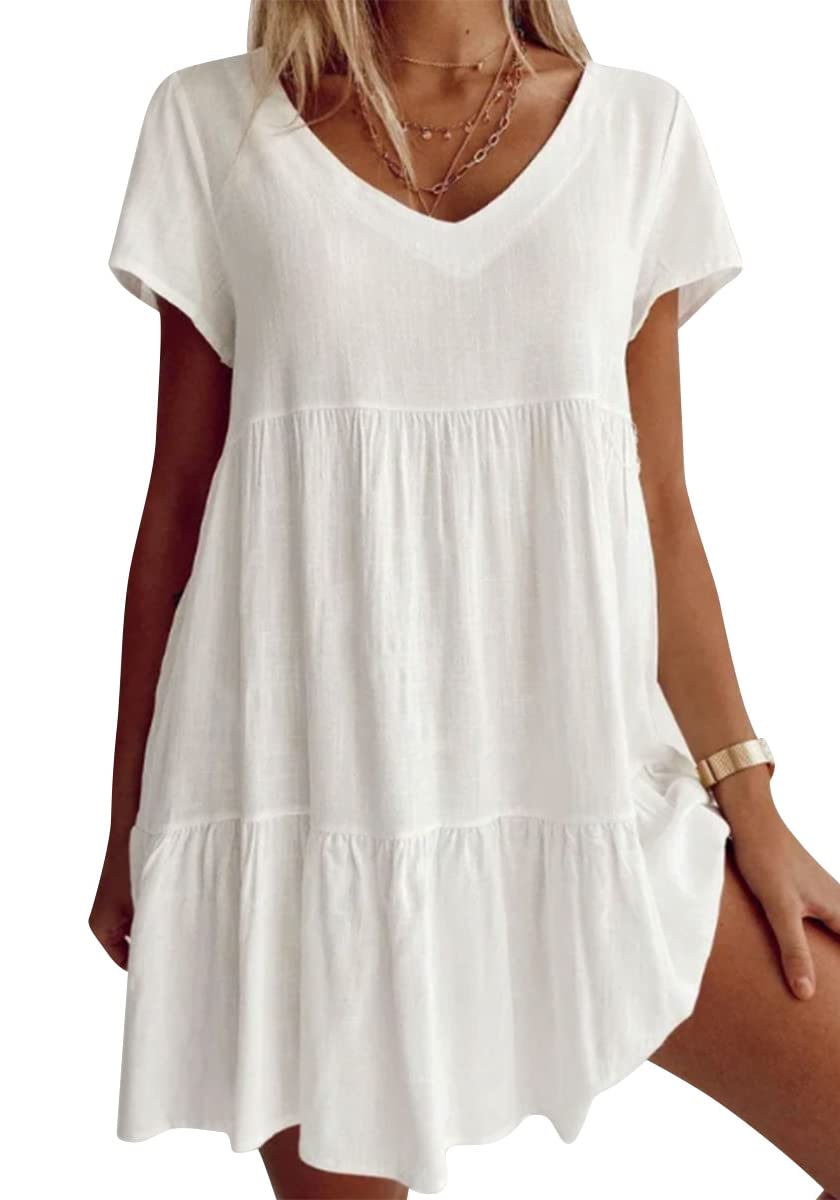 💝V-neck Casual Dress With Short Sleeves