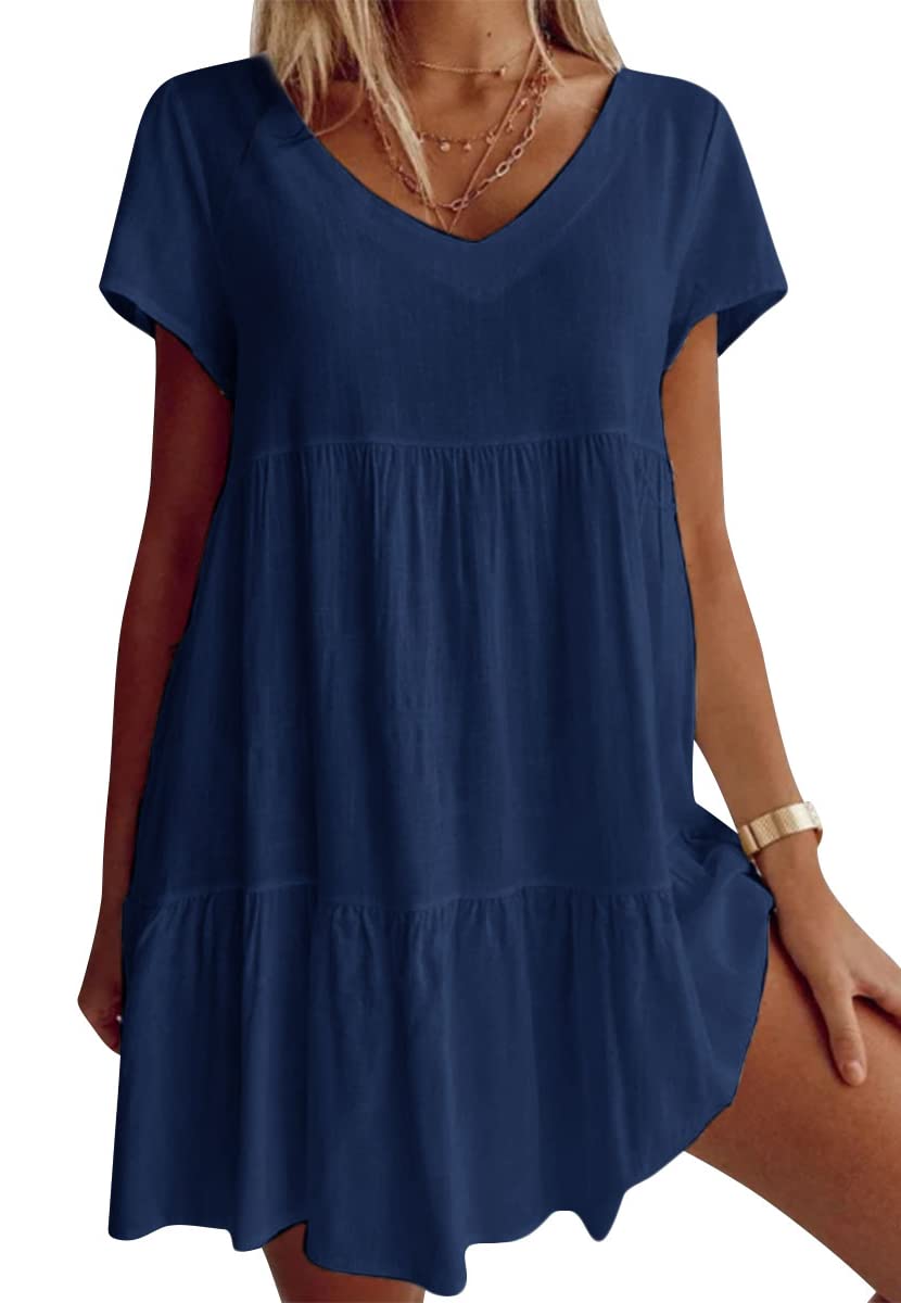 💝V-neck Casual Dress With Short Sleeves