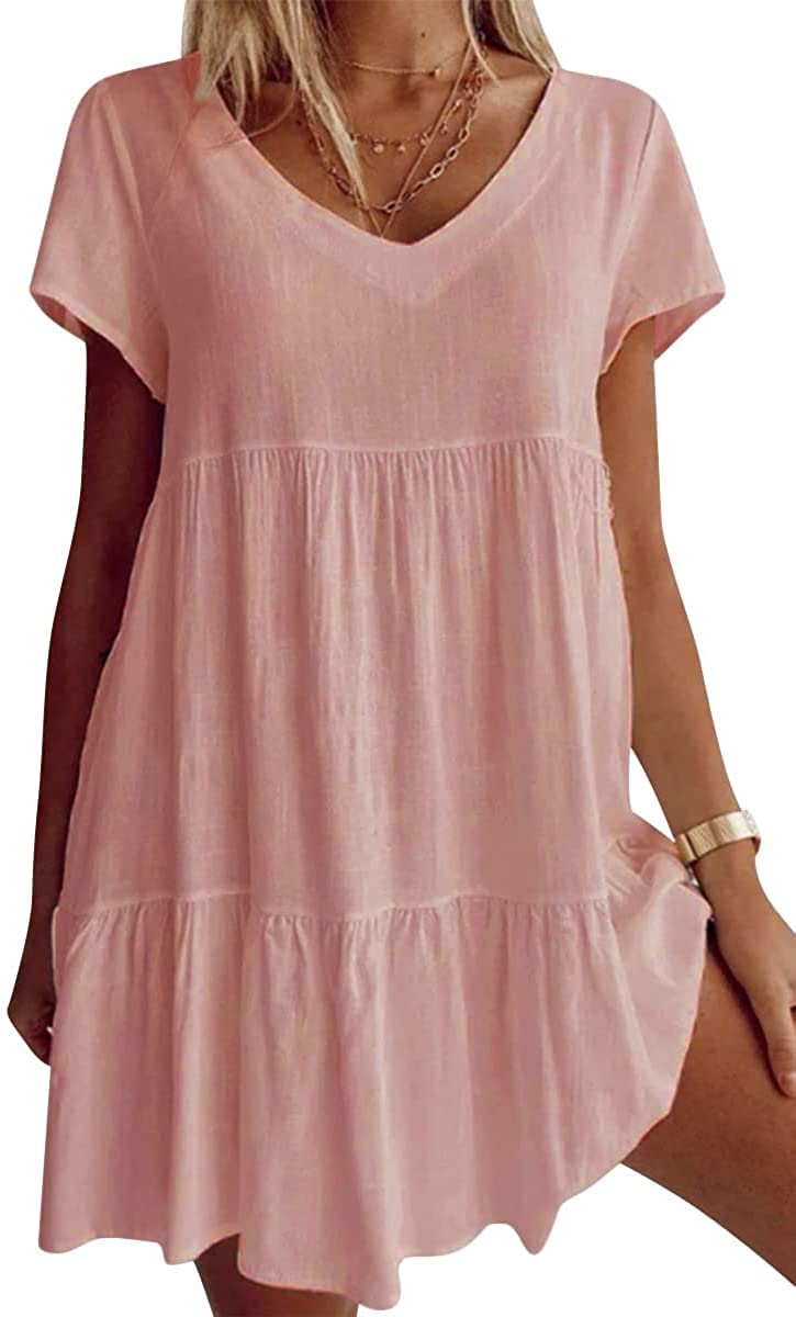 💝V-neck Casual Dress With Short Sleeves