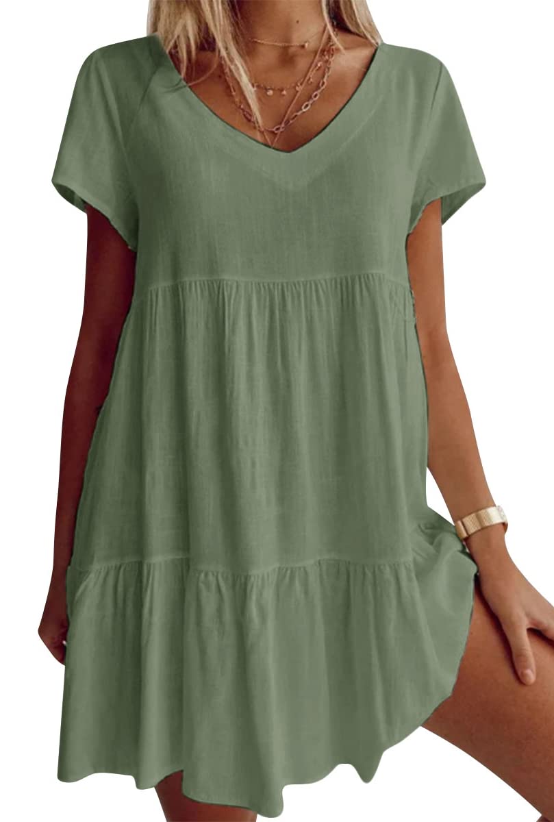 💝V-neck Casual Dress With Short Sleeves