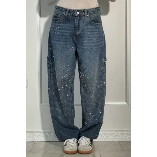 🌸Summer Specials💐 Women's Straight Jeans with Rhinestones