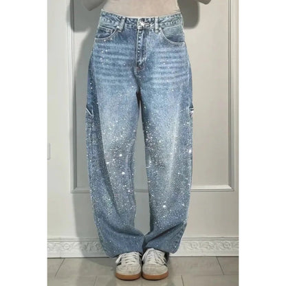 🌸Summer Specials💐 Women's Straight Jeans with Rhinestones