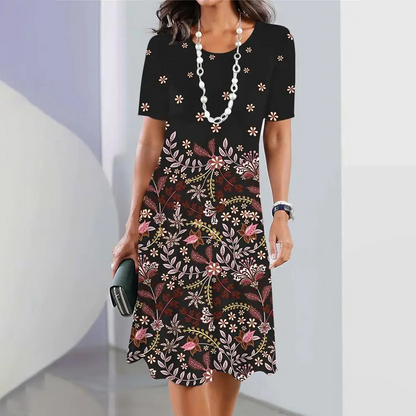 Women's Elegant Floral Print Round Neck Dress🌺