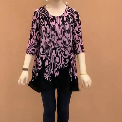 Women's Round Neck Printed Loose Top（50% OFF）