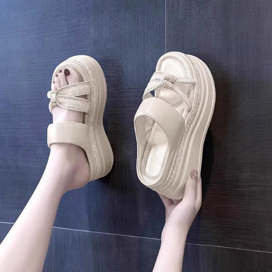 Women's Rhinestone Thick Platform Slip-On Sandals💎
