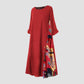 Women's Long Vintage Floral Print Round Neck Dress💖
