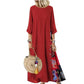 Women's Long Vintage Floral Print Round Neck Dress💖