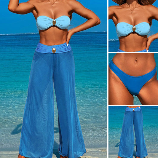 Women's 3-Piece Swimwear Set - Top, Bottom & Beach Pants🌊