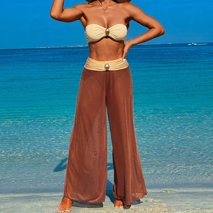 Women's 3-Piece Swimwear Set - Top, Bottom & Beach Pants🌊