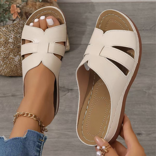Women's Breathable Cozy Flat Sole Faux Leather Sandals🔥