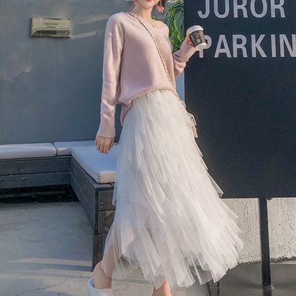 🌺2025 Hot Sale🌺Women’s Elegant Irregular Layered Ruffles Long Skirt