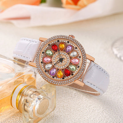 💎Women's Rotating Dial Watch with Colored Simulated Diamonds✨