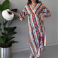 ⏰LAST DAY PROMOTION - 50%OFF💖Women's Printed Color-Block V-Neck Maxi Dress