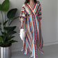⏰LAST DAY PROMOTION - 50%OFF💖Women's Printed Color-Block V-Neck Maxi Dress