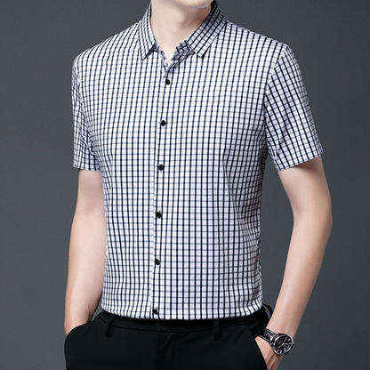 👑Men's Business Casual Short Sleeve Plaid Shirt