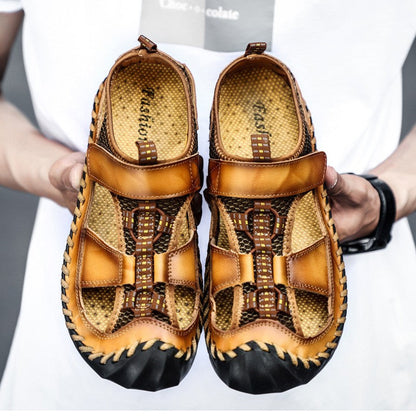 🔥Men's Breathable Knit Faux Leather Sandals👣