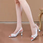 👠Elegant White Peep-Toe Heels with Ankle Strap & Adjustable Buckle🥰