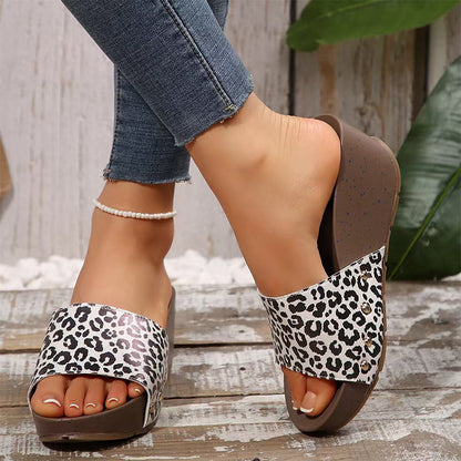 ✨Women's Leopard Platform Slip-On Wedge Sandals👡