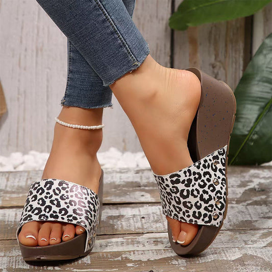 ✨Women's Leopard Platform Slip-On Wedge Sandals👡