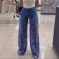 ⏳Time-limited Special⏰High Waisted Lace Splicing Jeans