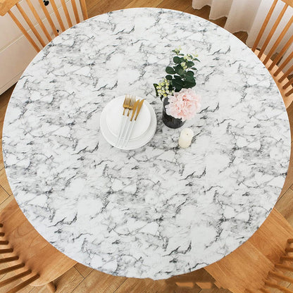 💦Marble Printed Round Fitted Table Cover with Elastic Edges🌟