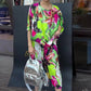  Tie-Dye Print Loose Short-Sleeve and Capri Pants Set