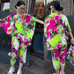  Tie-Dye Print Loose Short-Sleeve and Capri Pants Set