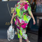  Tie-Dye Print Loose Short-Sleeve and Capri Pants Set