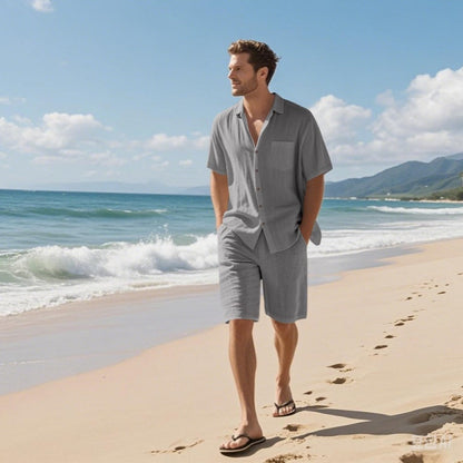 🏖️Summer Specials🌴 Men's Breathable Beach Outfit – Short Sleeve & Shorts